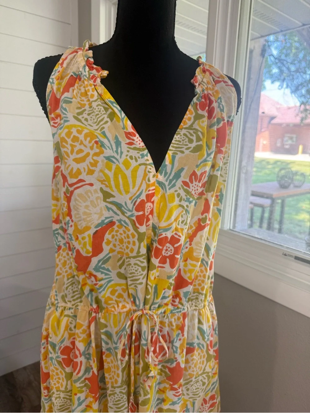 Velvet by Graham & Spencer Yellow Multicolor Floral Fit & Flare Midi Dress M